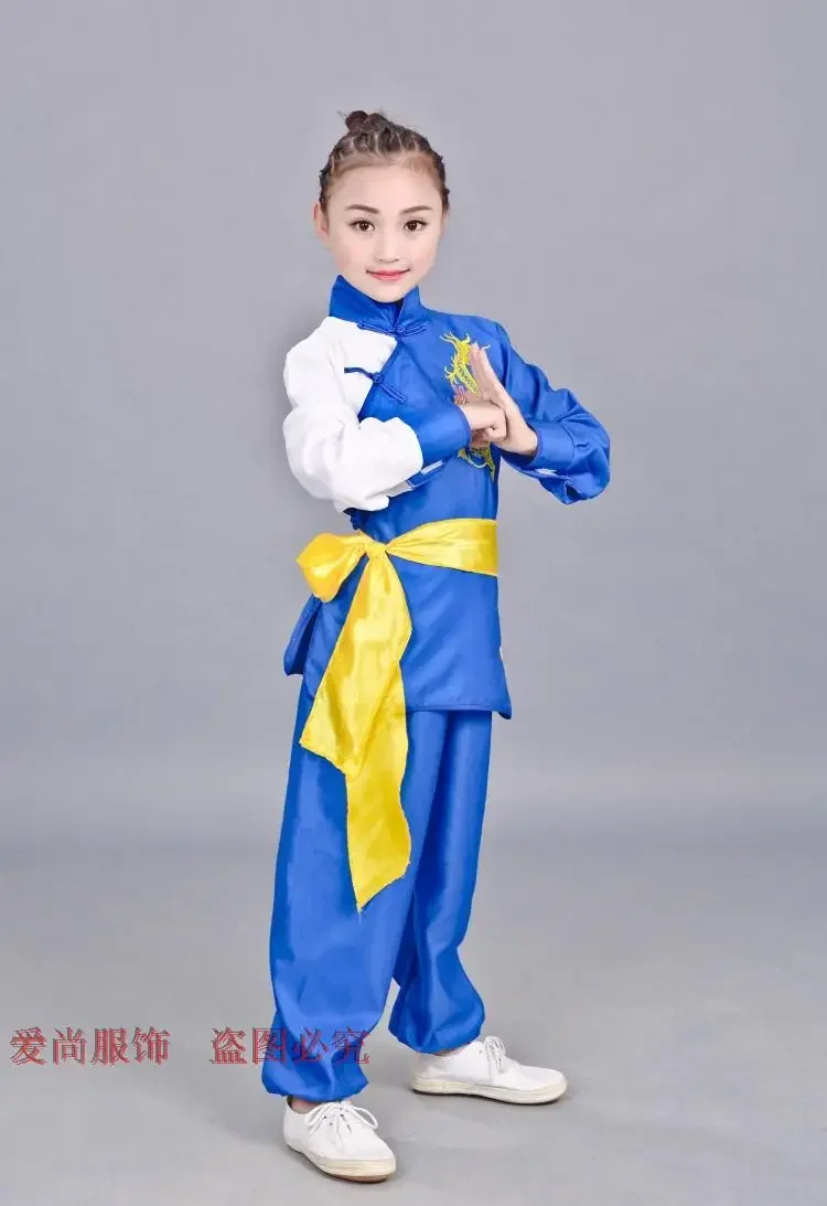 Kinder Chinesische Traditionelle Wushu Kostüm Uniform Kung Fu Anzug für Kinder Jungen Mädchen Bühne Leistung Kleidung Set