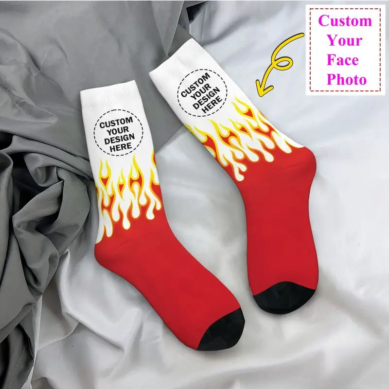 Personalize Custom Your Design Dress Socks for Men Women Warm Fashion Customized Logo Text Print Crew Socks