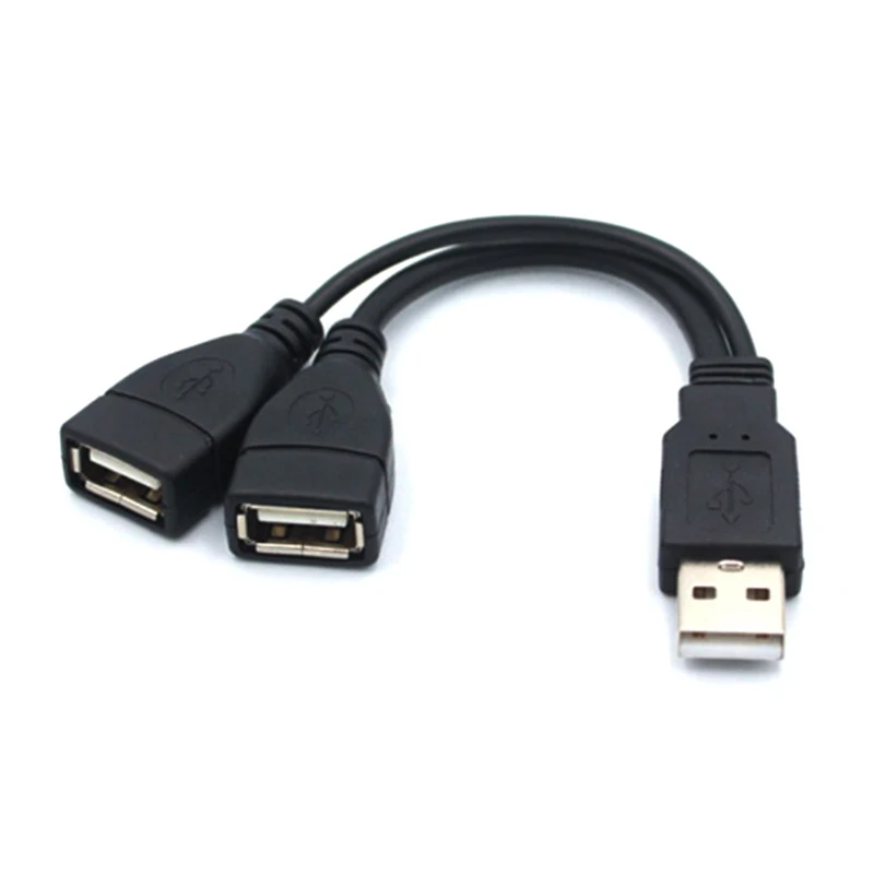 USB 2.0 A 1 Male To 2 Dual USB Female Data Hub Power Adapter One To Two Y Splitter USB Charging Power Cable Cord Extension Cable
