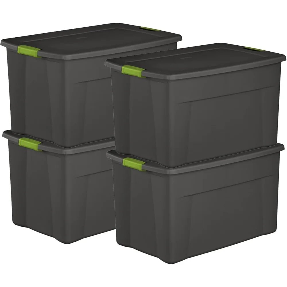 4-Pack Storage Bins with Lids, Extra Large Tote Bin Containers, 35 Gallon, Gray