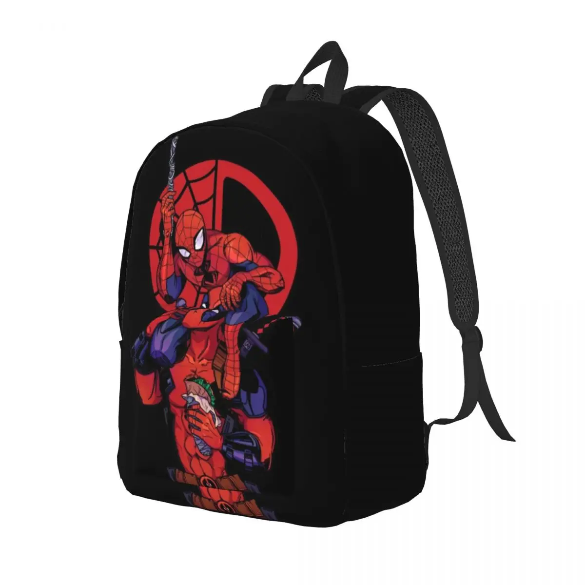 Custom Deadpool And Spiderman Canvas Backpacks Women Men Basic Bookbag for School College Bags