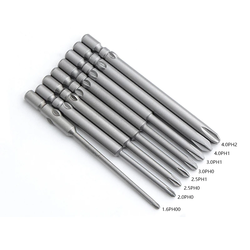 10pcs 800 Electric Screwdriver bit 60mm Length 4mm Round Shank Magnetic Phillips Cross Screw driver Bits set PH00 PH0 PH1 PH2