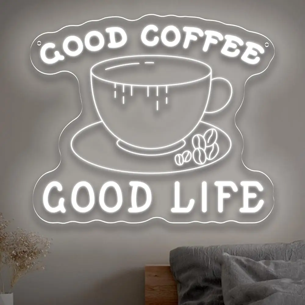

Хороший кофе Good Life Неоновая вывеска Светодиодная неоновая вывеска с регулируемой яркостью для кофейни, бара, дома, спальни, человеческой пещеры, декор, подарки на открытие