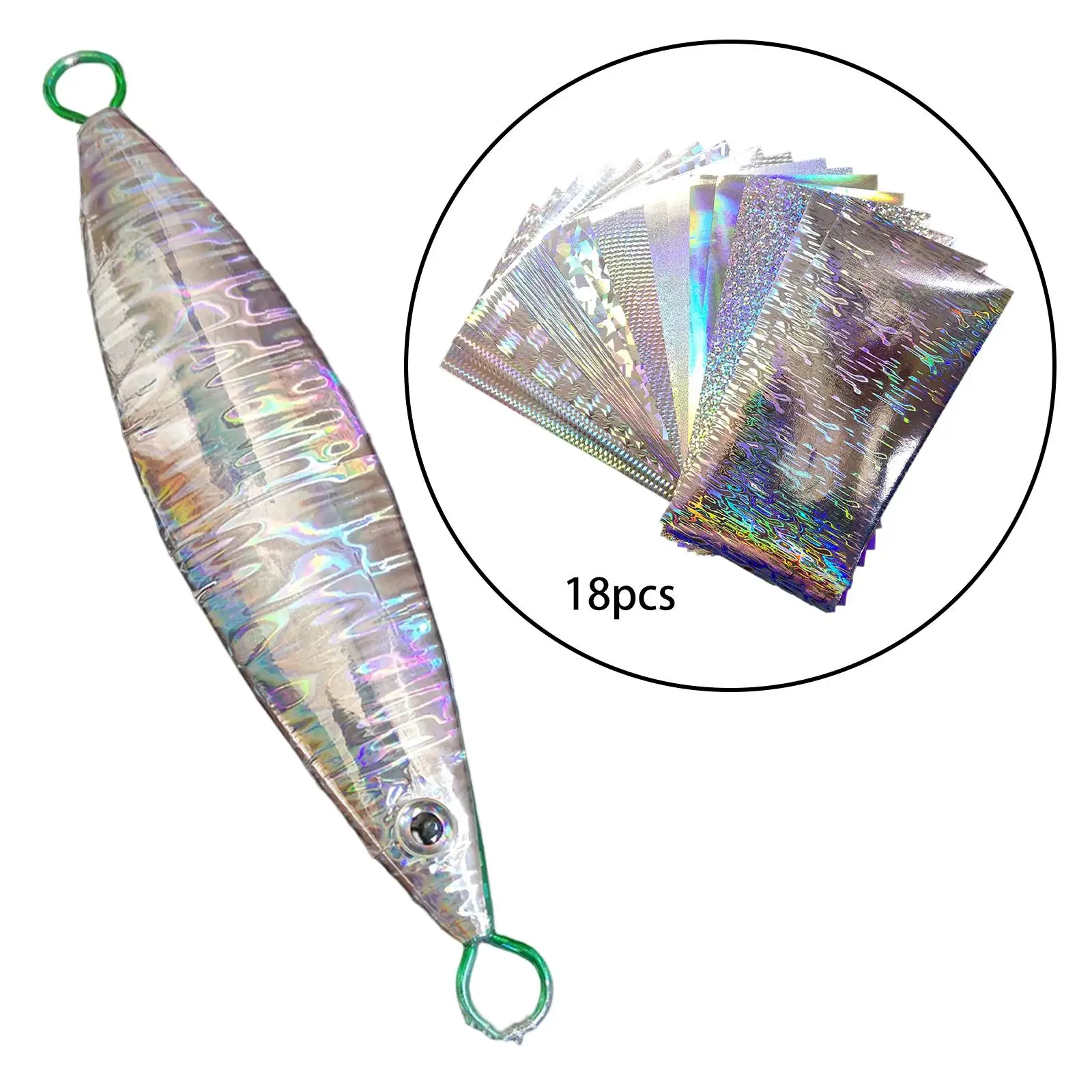 18 Pieces Holographic Tape Flasher Fishing Lure Stickers Adhesive Waterproof Scratch Resistant Labels for Making DIY Crafts