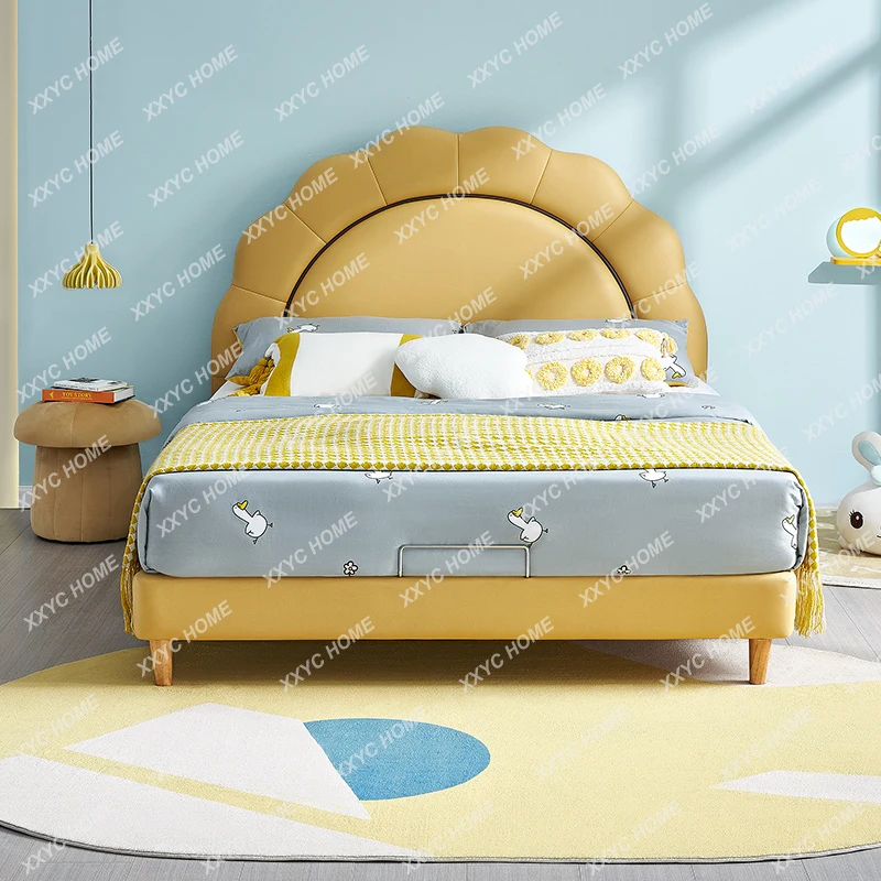 Children's Bed Girl Boy Modern Minimalist Creative Faux Leather Teenagers Bed