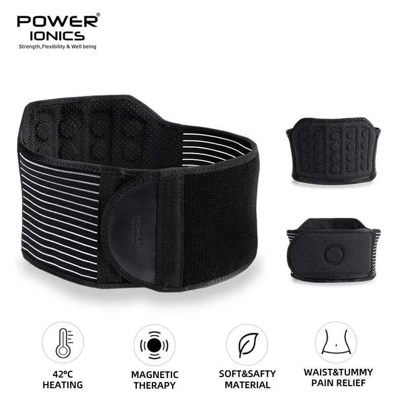 New Power Ionics Soft Safty Self-Heating Magnet Massage Adjustable Strap Waist Tummy Pain Relief Brace Support Pad