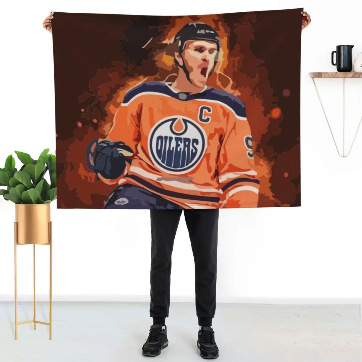 

Connor McDavid Painting Throw Blanket Cozy Napping Blanket Gift for Mom Dad