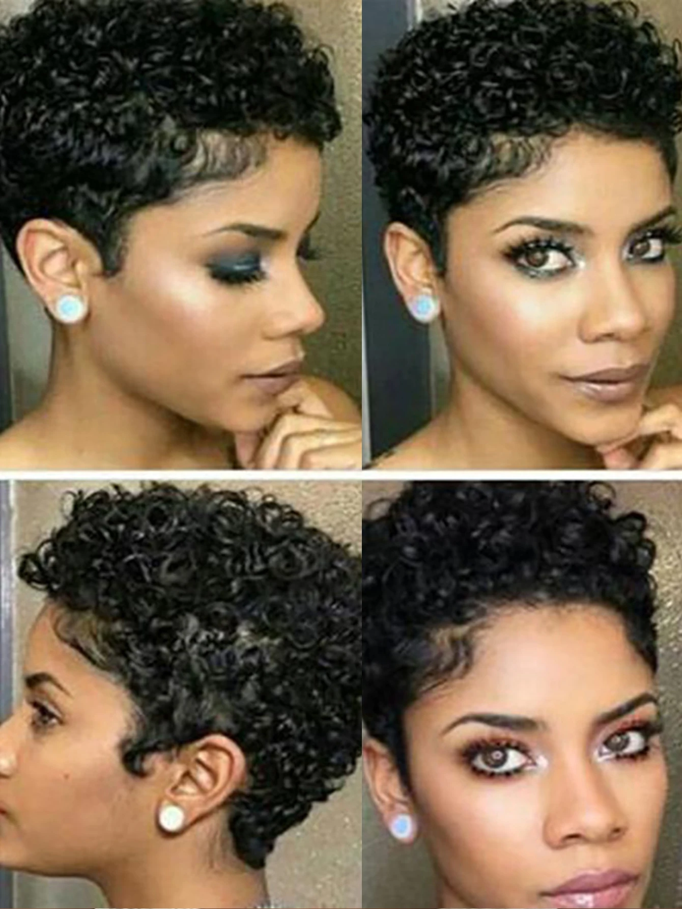 YELOWTIM África gente negra moda señora pequeña bola de pelo rizado sombreros Micro rollo peluca Europa América mujer pelo corto y rizado