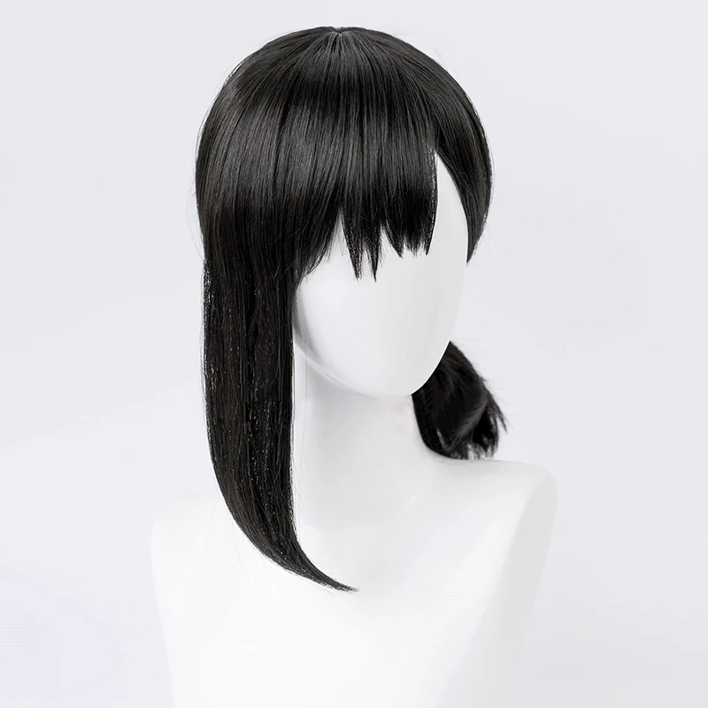 Higashiyama Kobeni Cosplay Wig Chainsaw Man Cosplay 38cm Black Pigtail Heat Resistant Synthetic Hair Anime Wigs + Wig Cap