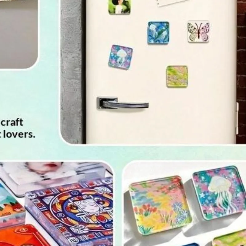Fridge Magnets Material Kit Creative DIY Handmade Acrylic Magnetic Stickers No Photo Included Home Decor Gifts
