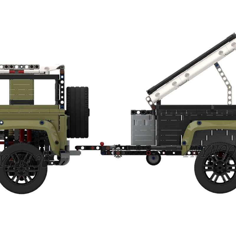 Customed Technical MOC Trailer Truck Container Offroad Trailer for Defender 42110 Building Blocks Model DIY Bricks Toy Gift