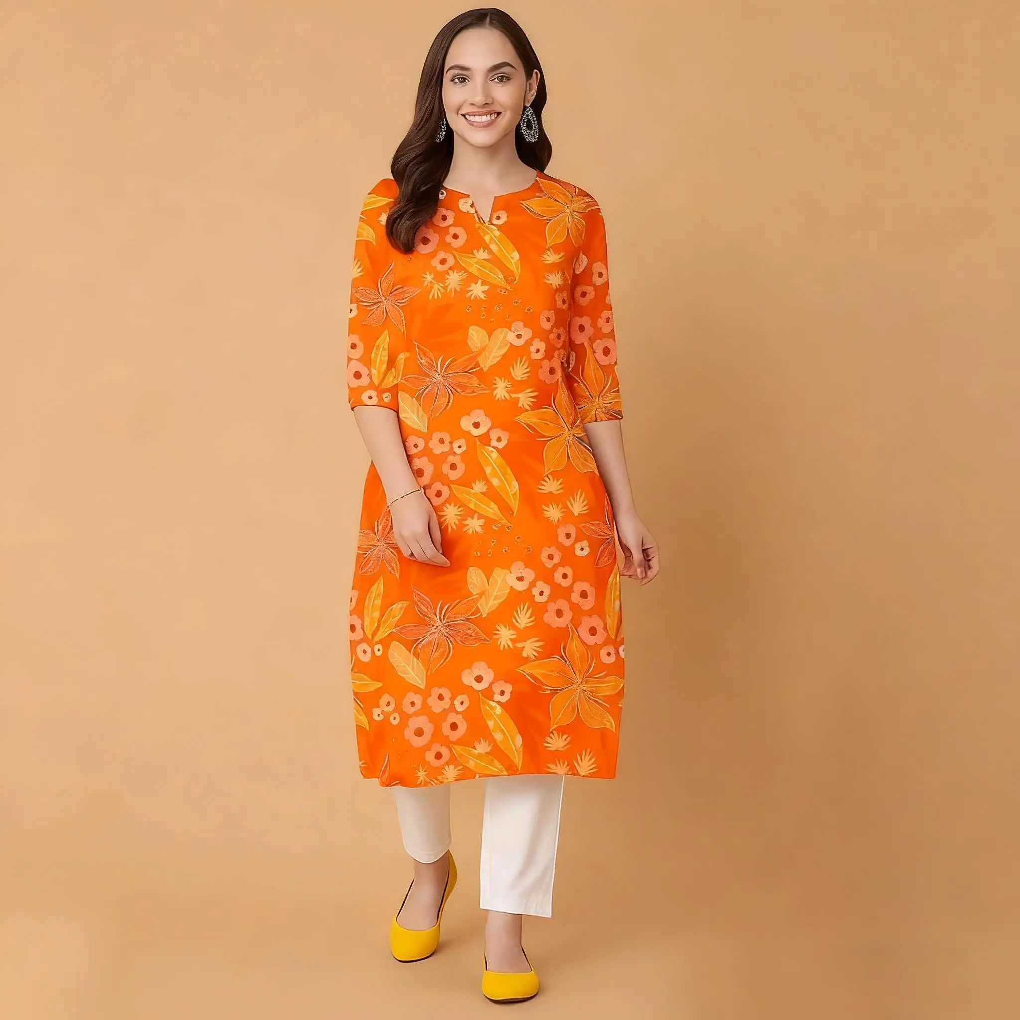 مسلم كورت المرأة فساتين راقية غير رسمية بأكمام طويلة أنبوب مستقيم عادية الزهور العرقية النمط الوطني Musluman Bayan Elbise #3