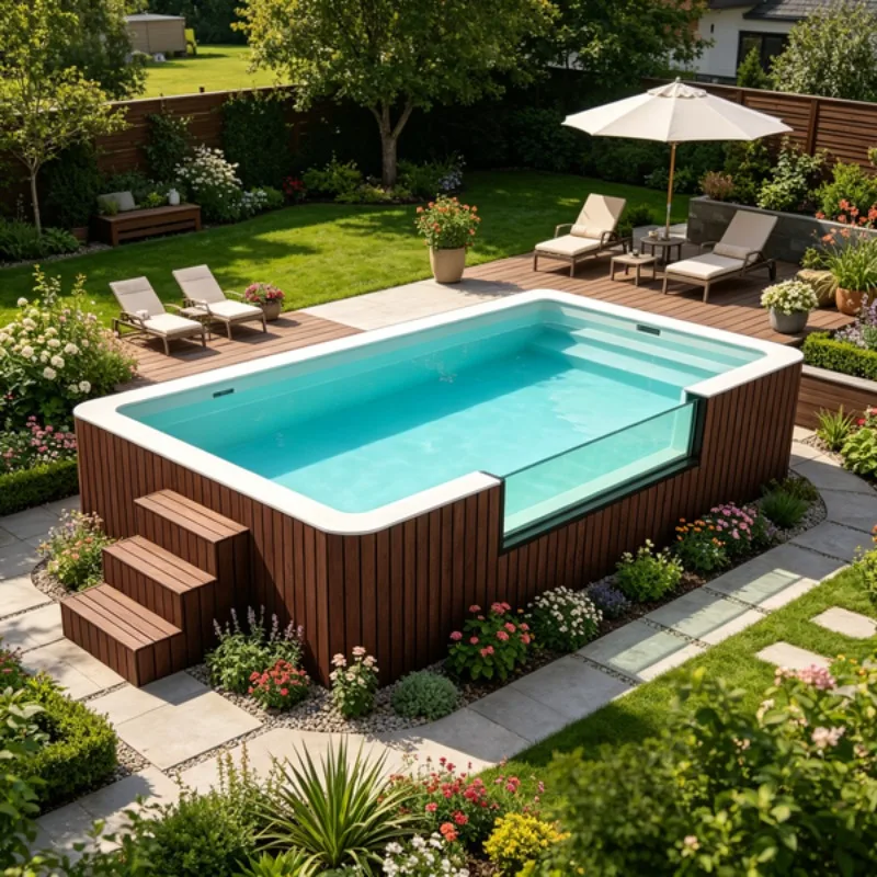 Shipping Container Pool Inground Pool Buried Shipping Box Pool Waterproof Durable Outdoor Resort Scenic Water Leisure Spot