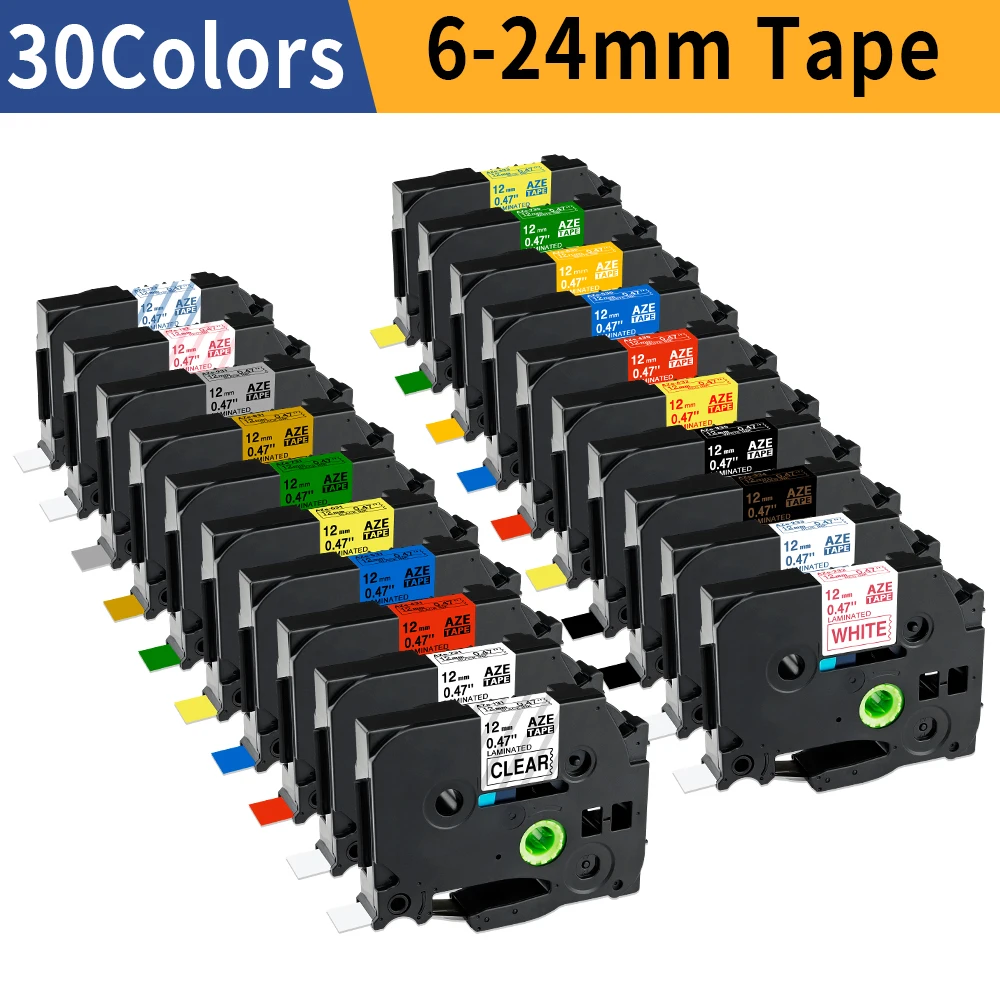 10Pack for Brother Tape 12mm 18mm Compatible tze Label Tape tze231 251 for Ptouch PTH110 H107 P710BT H105 E550W Label Machine