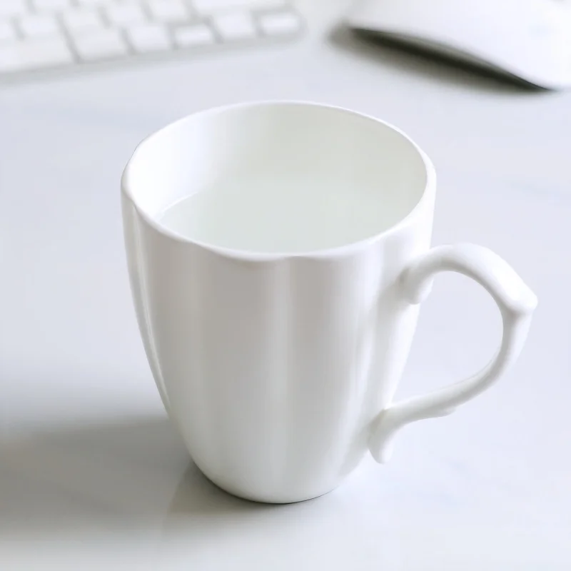 400ML, pure white bone china original breakfast cups, pumpkin design, cute cups and mugs, porcelain thermal cup of coffee, tea - view 3