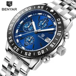 Benyar For Mens Watch Top Brand Luxury Quartz Chronograph Sport Waterproof Military Male Clock Free Droop Shipping Reloj Hombre