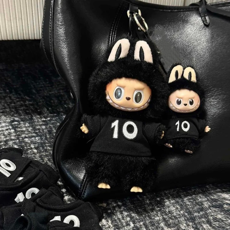 أسود تي شيرت أبيض لدمية Ropa Labubu V1 V2 V3 V4 10 سنوات الذكرى الملابس المطرزة لملابس Labubu #2