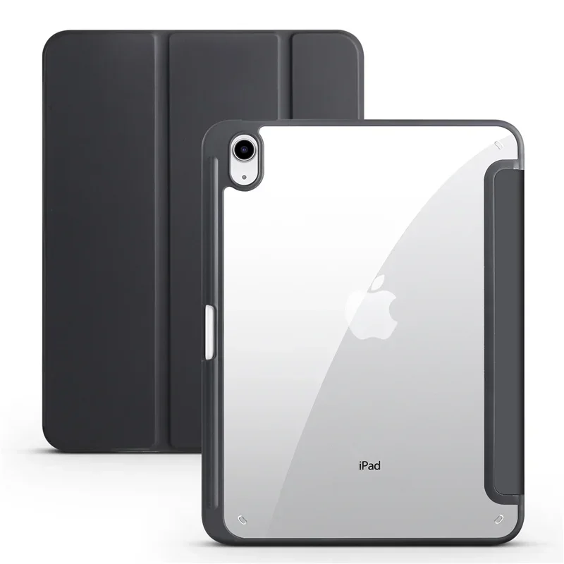 For iPad Air 11 M3 Case 2025 Acrylic Clear Back Hard Cover Tri-folding Stand Case For iPad Air 11 M2 2024 Tablet Cover Coque