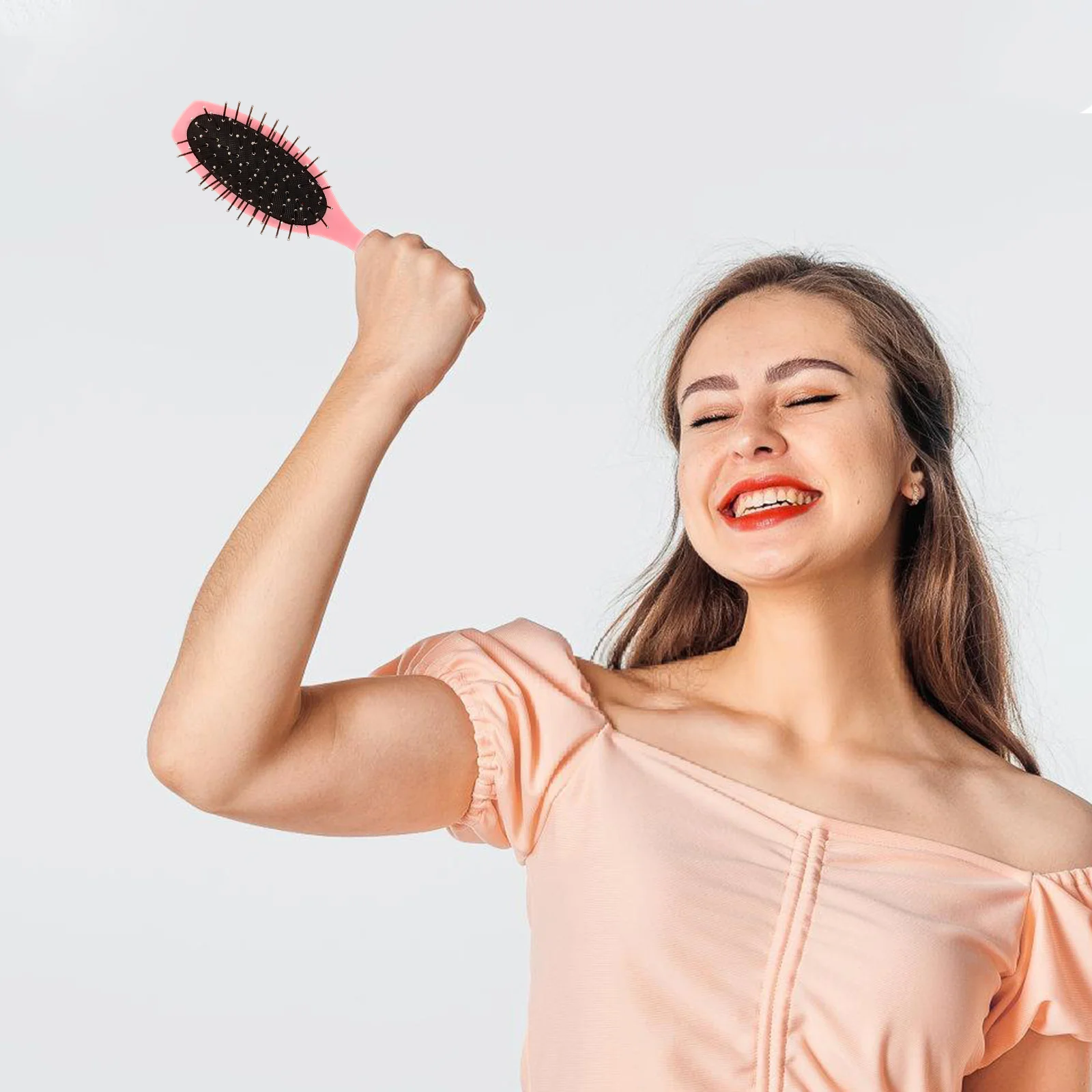 

1 set Care Tools Pink Paddle Comb Steel Comb Smoothing Detangling Curly Hair Brushes Nursing Kit for Women Hair