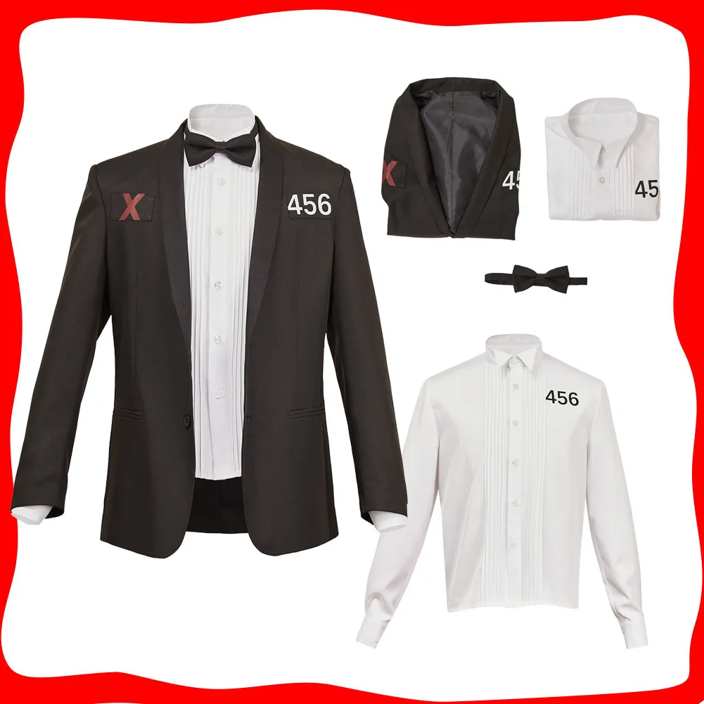 رقم 456 فانتازيا سيونغ أزياء جي هون التأثيرية للرجال البالغين سترة سوداء ملابس معطف قميص بدلة تنكرية لحفلات الهالوين #1