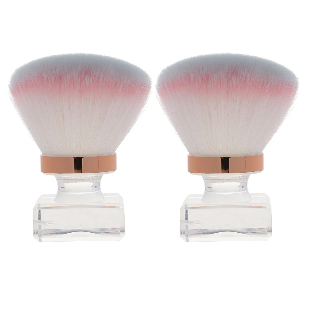 

2Pcs Nail Dust Brush with Comfortable Handle Compact Design for Fingernails Cleaning Portable Makeup Powder Applicator Tool