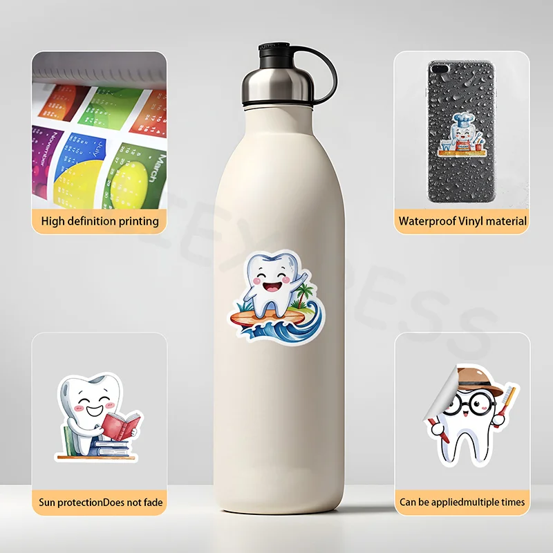 For Kids Students Graffiti Laptop Stationery Luggage Cute Sticker Dental Clinic Gifts 50 Sheets Protect Teeth Cartoon Stickers