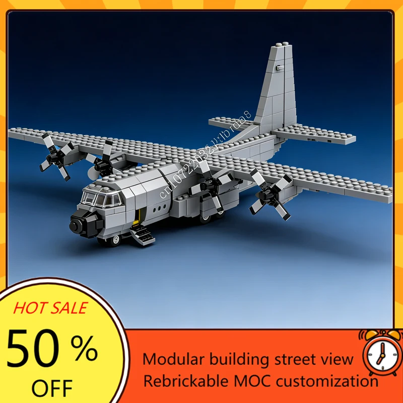 

5257 деталей MOC Военный самолет Второй мировой войны Legacy C-130H Hercules, модель-конструктор, развивающая технологическая игрушка для самостоятельной сборки, подарок