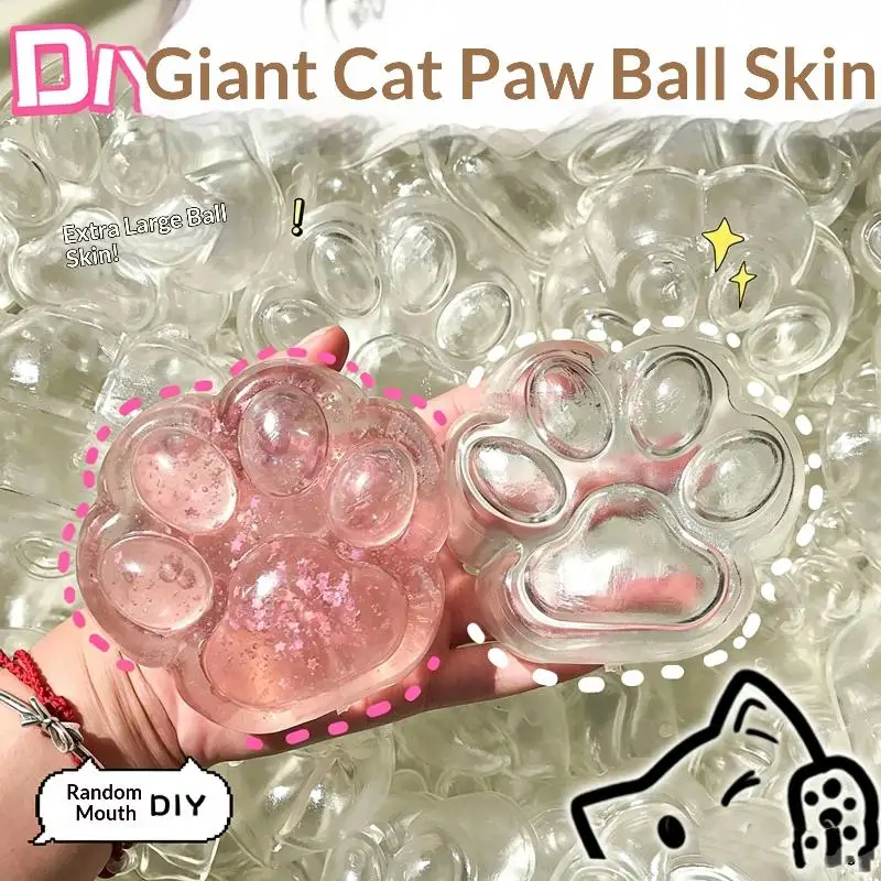 1/5PCS Kawaii Cat Paw Hollow Skin Clear DIY Stress Relief Squeeze Toy Simulated Air Filled Slow Rebound Sensory Ball Gift