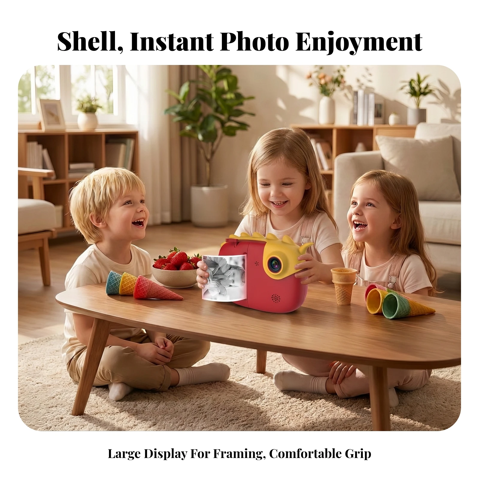 Kids Instant Print Camera Compact Kids Print Camera Mini Multifunctional for Children, Creative Play, Travel