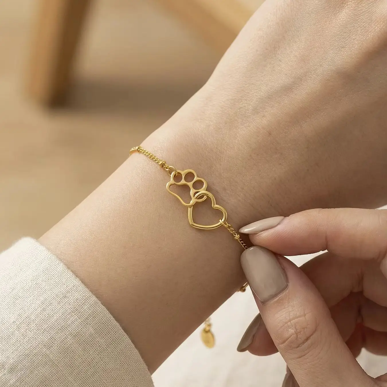 

cat paw bracelet Chain Bracelets Stainless Steel Animal Footprint Bracelets Jewelry Birthday Gift for Women