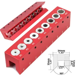 Woodworking 2/3/4/5/6/7/8/9/10mm Vertical Pocket Hole Doweling Jig Log Tenon Self-Centering Drilling Guide Punching Hole Locator