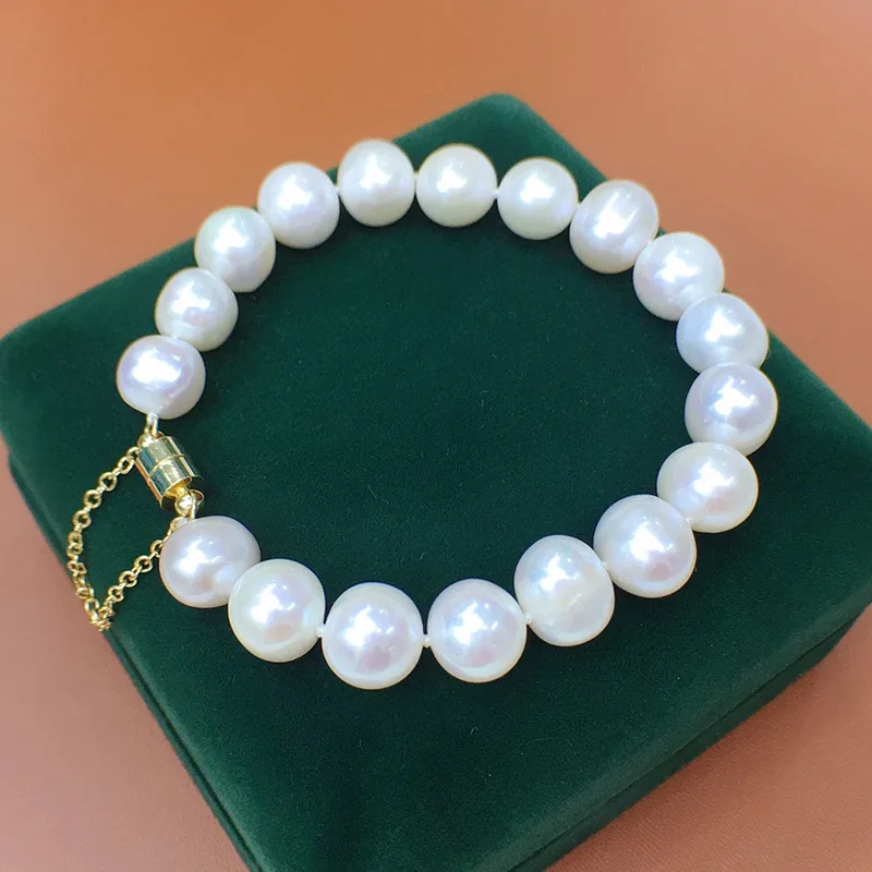 

Natural Freshwater Bracelet for Women White Slightly Flawed Pink Irregular Pearl 8-9mm Magnetic Clasp 266