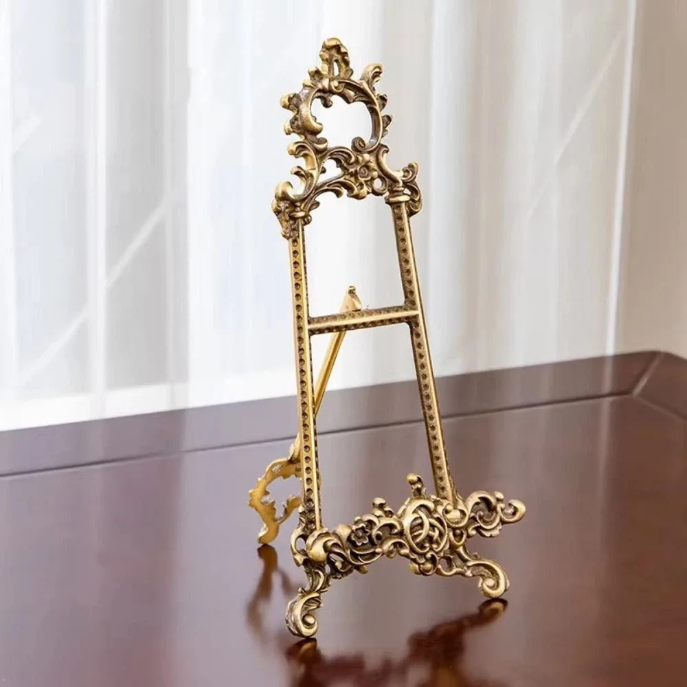 Retro Style Creative Frame Bracket Gold Metal Frame Plate Display Stand Elegant Durable Display Storage Rack Cabinet Display