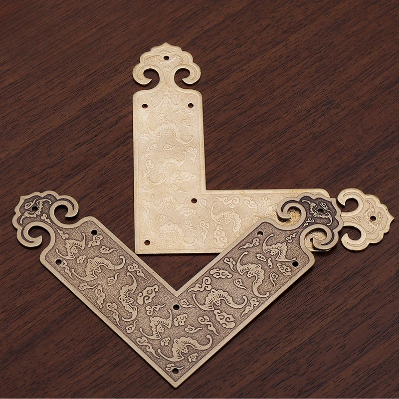 

Антикварный медный медный медный угловой лист, украшение для двери, угловой край, медный уголок для двери китайского шкафа