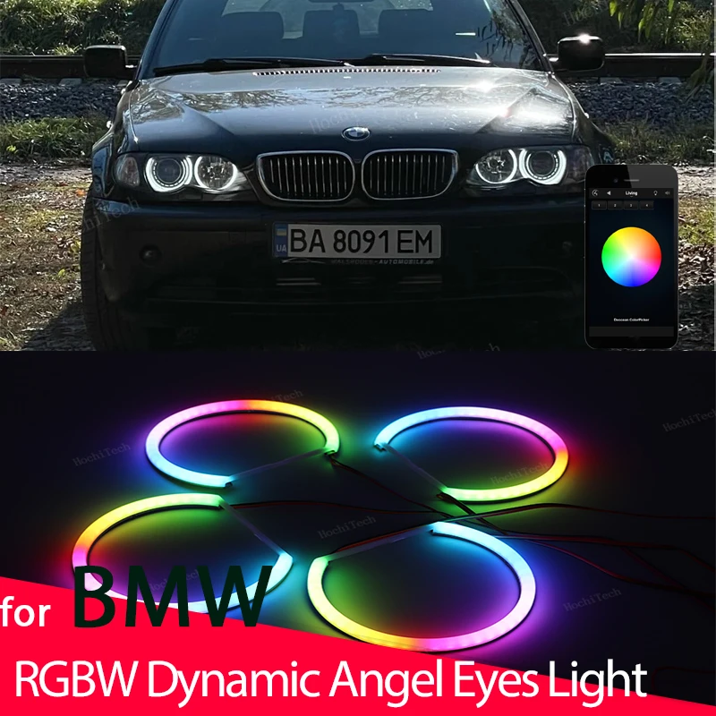 

Revolving Cotton LED Angel Eyes Halo Ring RGBW multi-color APP Control Lamp DRL Turn signal for BMW 3 5 7 Series E46 E39 E38