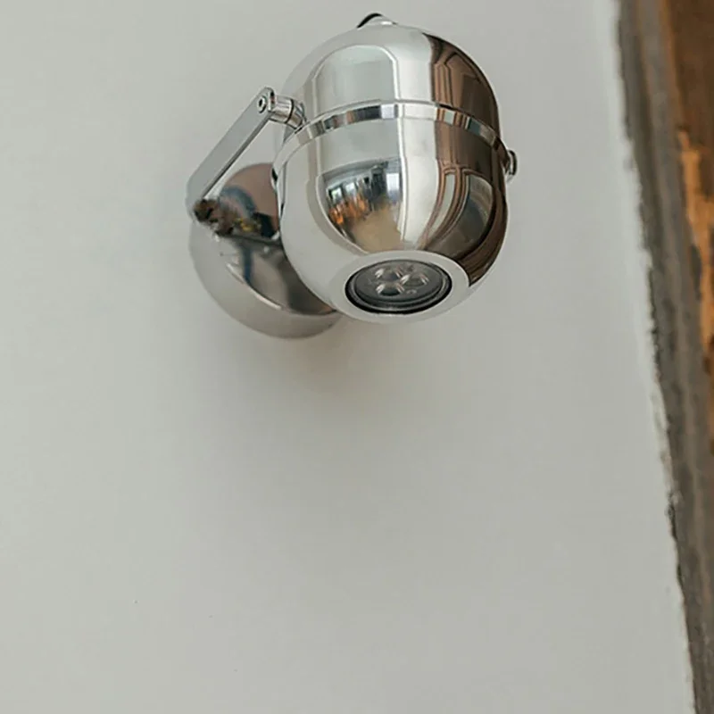 LED Metal Modern Minimalist Silver Rotatable Compact Wall Lamp Entranceway Study Indoor Home Decor Ambient Lighting Fixture