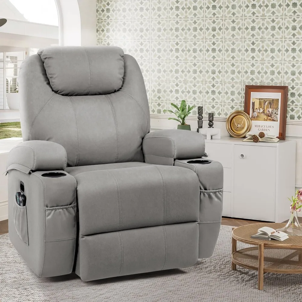 Power Lift Recliner Chair with Heat and Massage for Modern Reclining Sofa Chair with Cup Holders, Salon Furniture