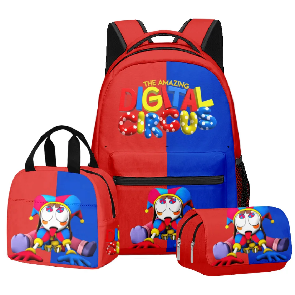 Fashion Youthful The Amazing Digital Circus 3D Print 3pcs/Set Student Travel bags Laptop Daypack Backpack Lunch Bag Pencil Case