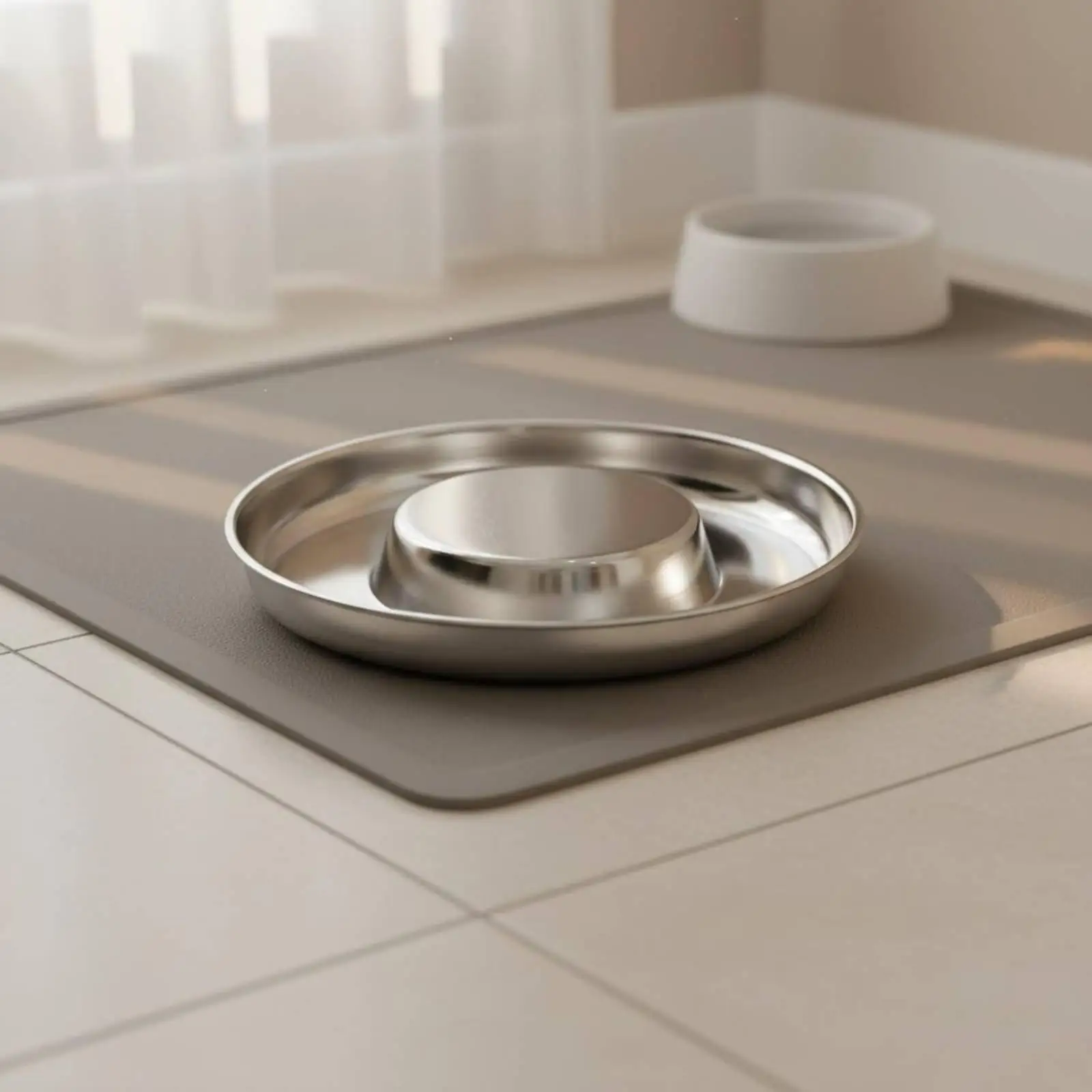 Stainless Steel Slow Feeder Bowl Double-Sided Design Reversible Dog Food Dish