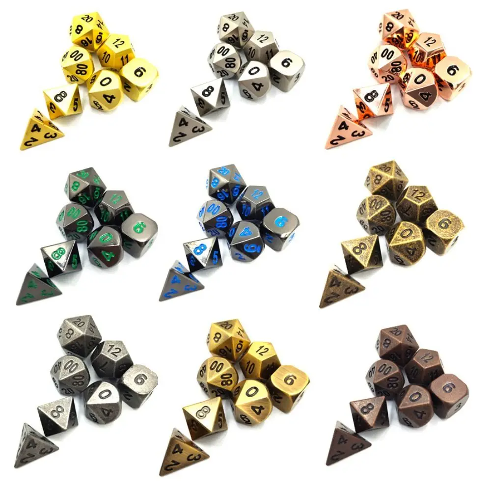 7Pcs/set Zinc Alloy Wizard Dice Table Entertainment Tarot Game Party Toy Polyhedral DND Dice TRPG Role-Playing Ornament