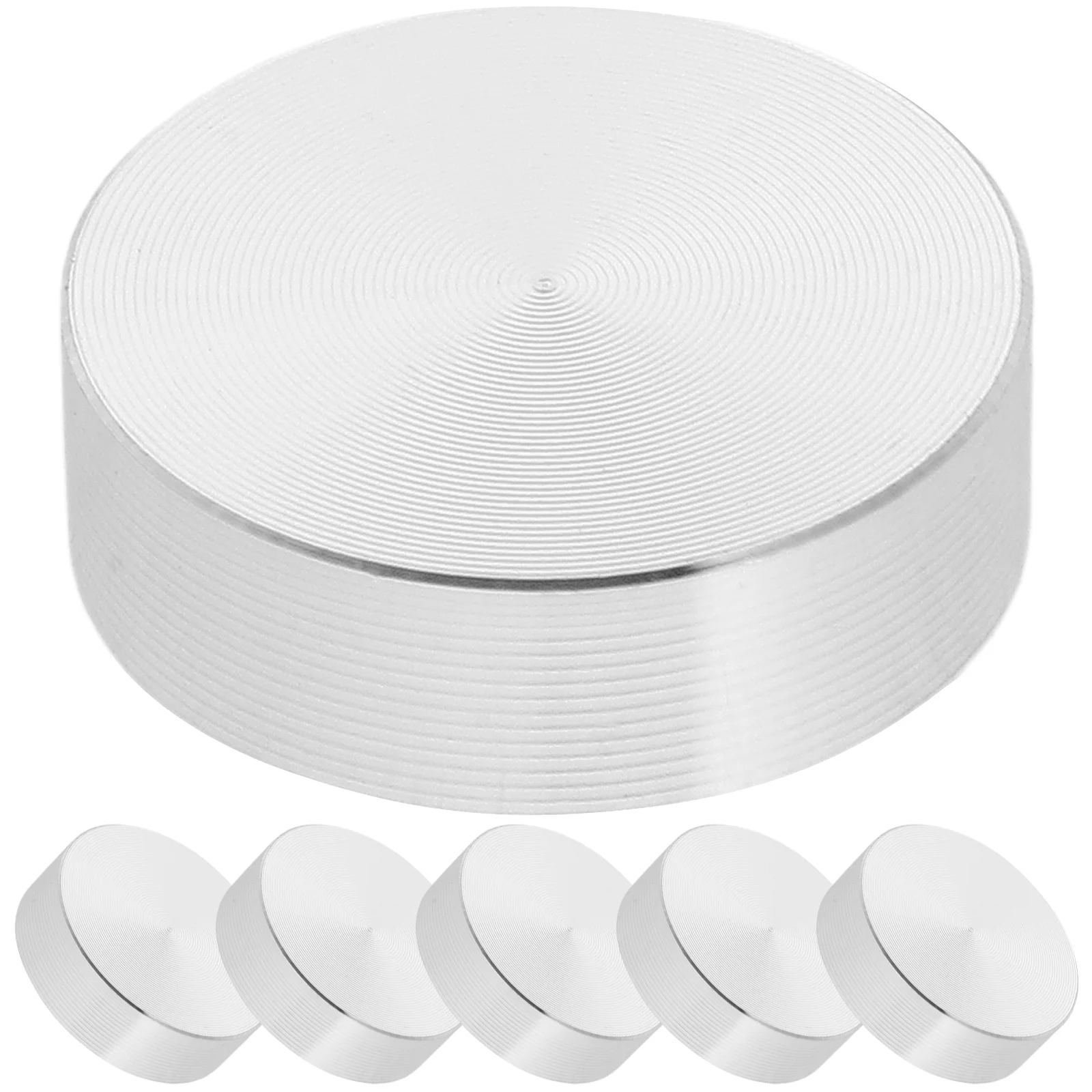 6 Pcs Solid Aluminum Cake Thick Discs Silver Glass Table Tops Adapter Round Alloy Circle