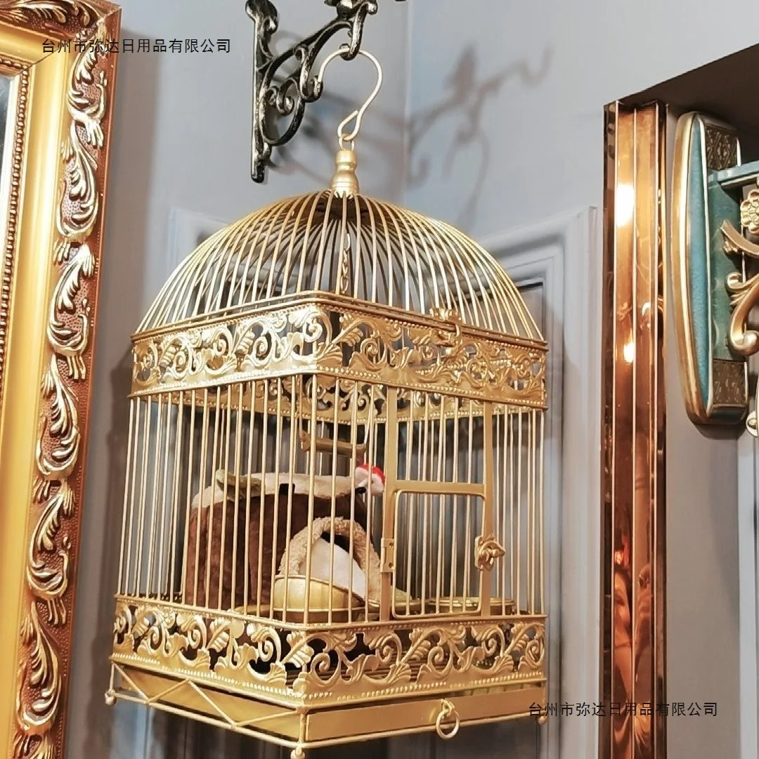 European wrought iron retro parrot bird cage large, starling yellow bird Xuanfeng peony pigeon breeding support