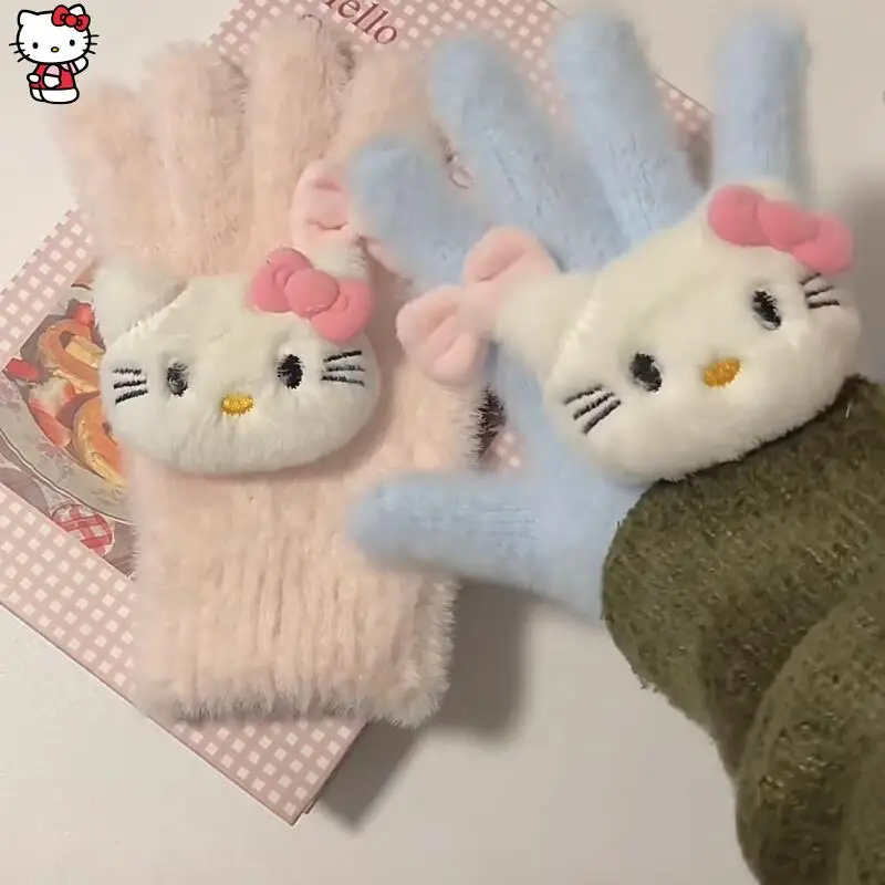 قفازات سانريوس اللطيفة هالو كيتي للطلاب لركوب الدراجات، أزياء دافئة محمولة ومريحة ومطبوعة ومبتكرة، هدايا راقية رائجة البيع #2