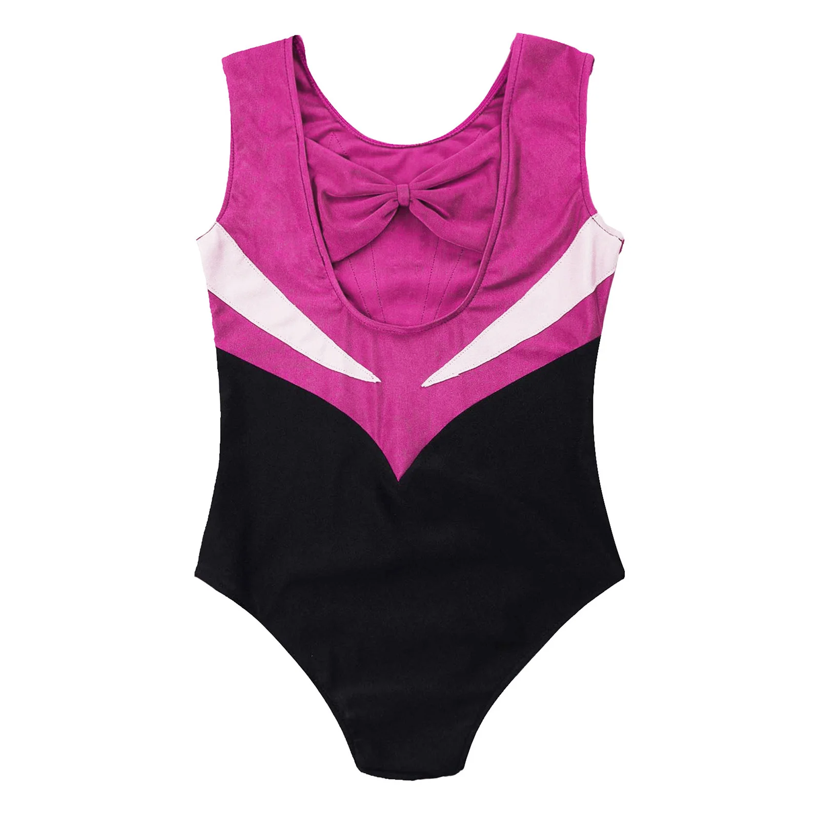 子供用スポーツ衣装 バレエ 体操 ワークアウト レオタード 女の子 ノースリーブ ちょう結び カットアウト バック ラインストーン ボディスーツ ベスト ショーツ