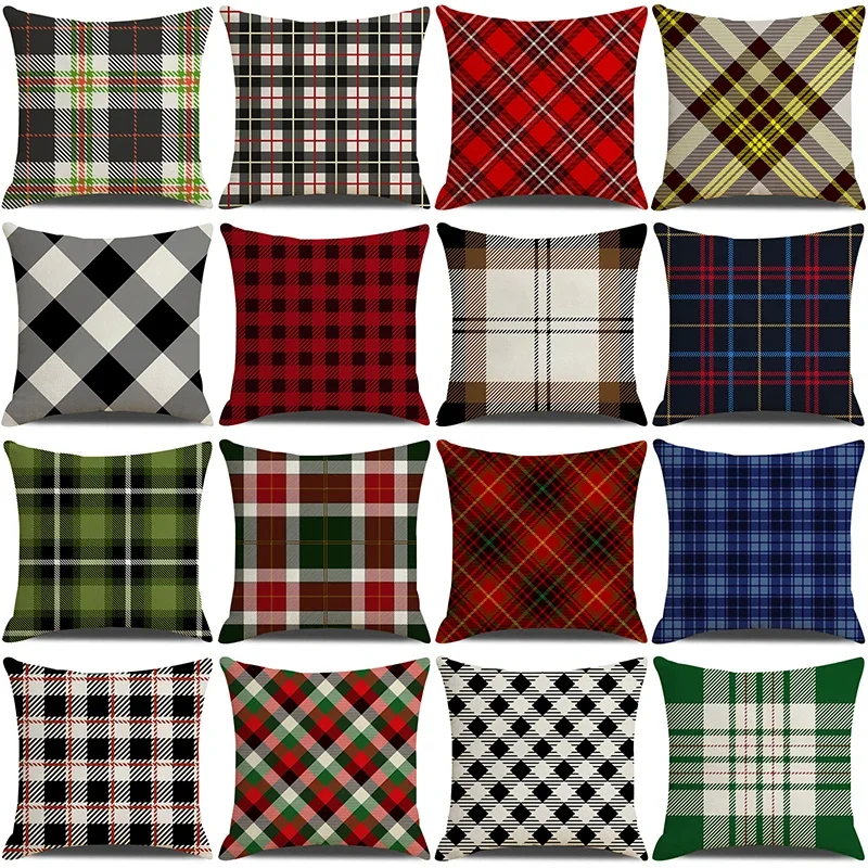 Vintage Check Pillow Cases 45x45cm Home Bedroom Sofa Decorative Throw Pillow Covers Simple Colorful Plaid Stripes Cushion Covers