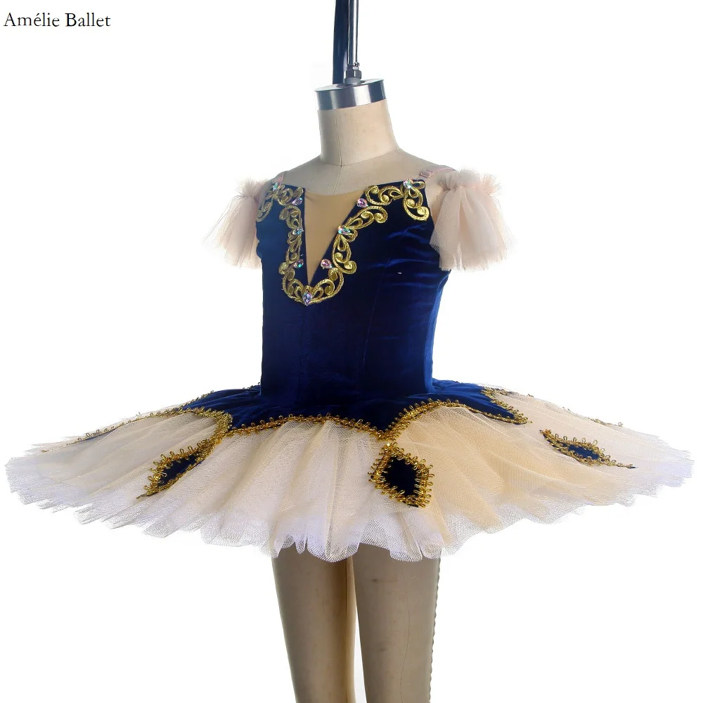 BLL413 الأزرق الداكن قبل المهنية الباليه توتو مع تنورة العاج الفتيات والنساء راقصة الباليه مرحلة أزياء مسرحية فساتين الباليه #4