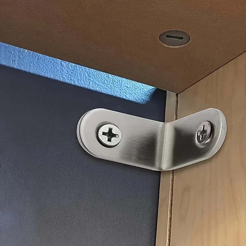 7pcs Heavy-Duty Stainless Steel L-Shaped Brackets Set with Screws - For Wooden Furniture