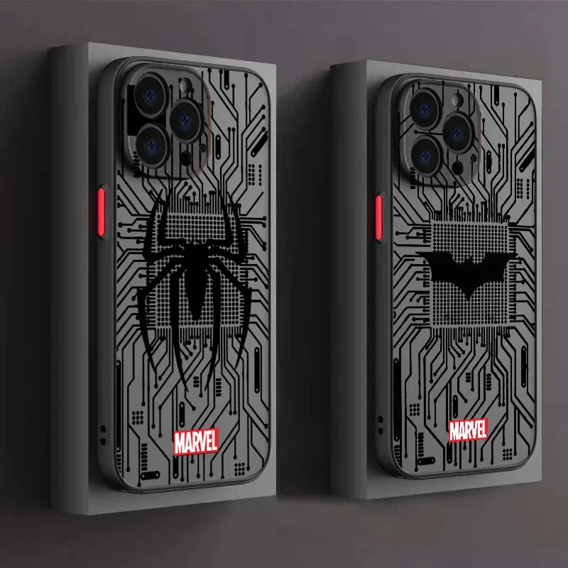 Spider-Man Art Line Cool per Apple iPhone 16 15 14 13 12 11 XR XS X Pro Max Plus Mini Custodia per telefono traslucida satinata