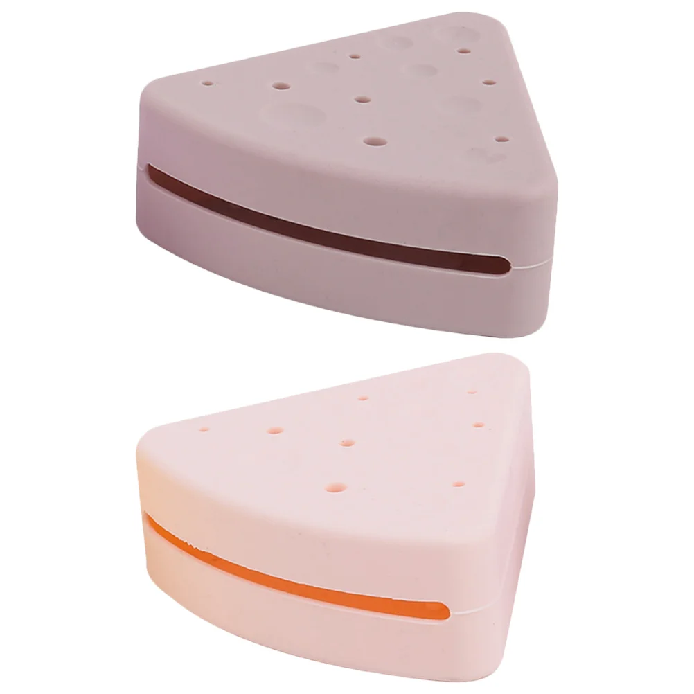 2 Pcs Triangle Powder Puff Case Makeup Sponge Holder Accessories Must Haves Silicone Beauty Storage Organizer Bag