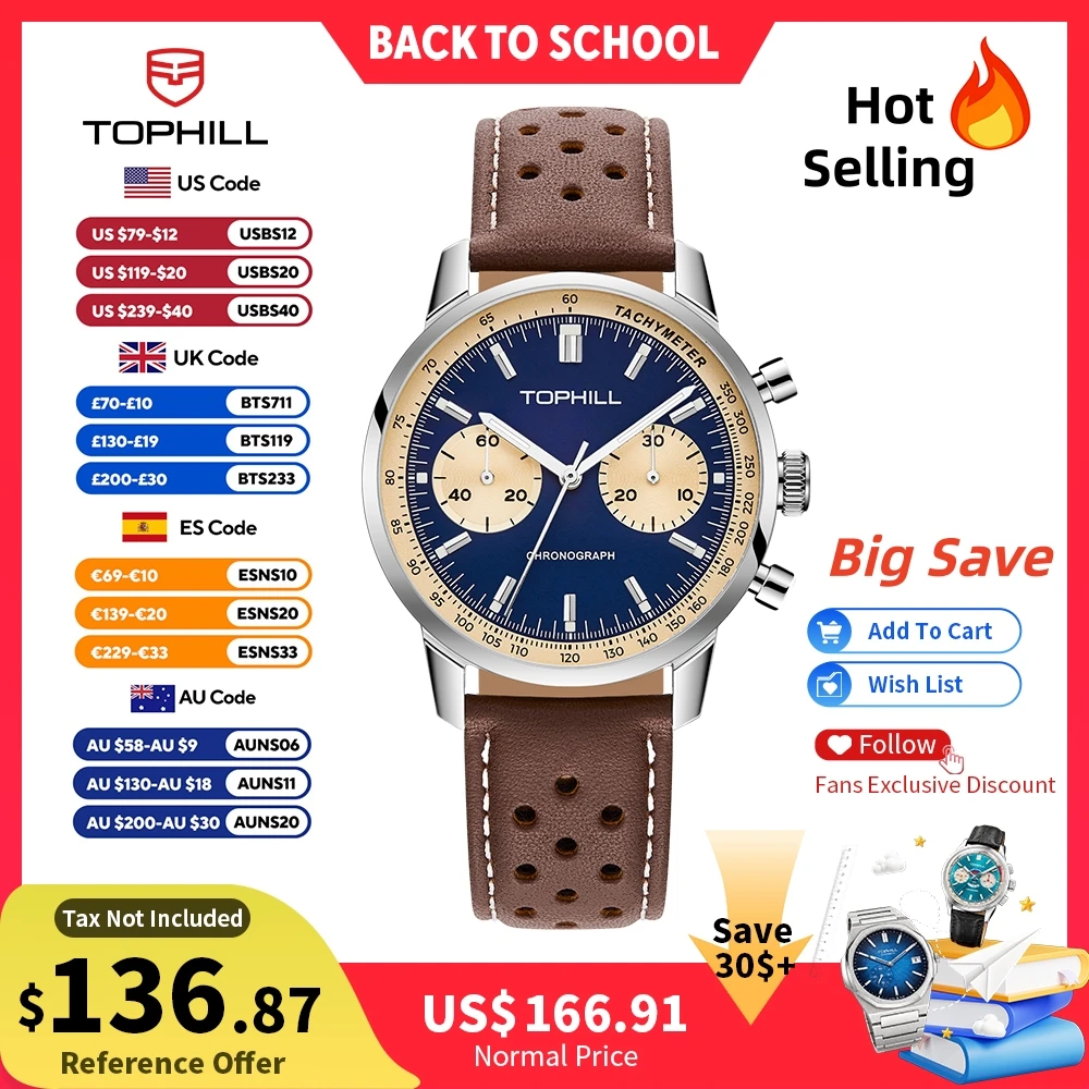 Seiko Watch Prospex - TOPHILL Vintage Racing Chronograph Men’s Mechanical